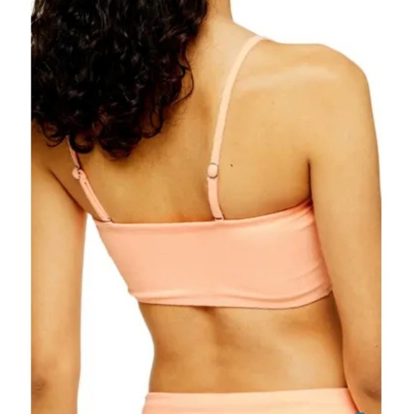 TOPSHOP Velour Bandeau Bikini Top 8 Peach - Picture 4 of 10